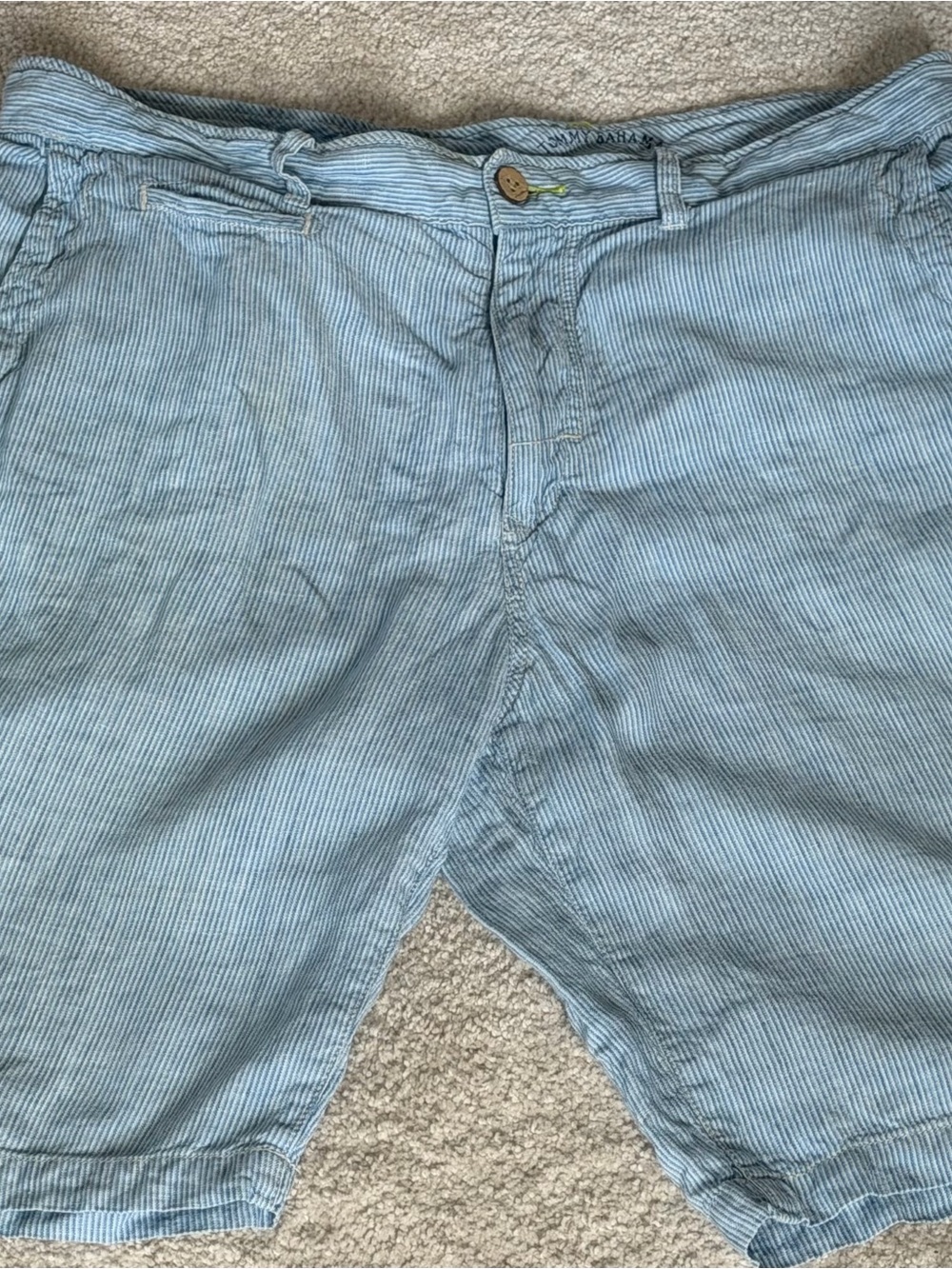 Tommy Bahama Relax 100% Linen Flat Front Shorts Men’s Size 36 Blue White Stripe